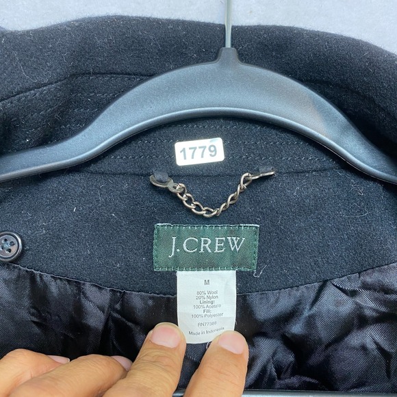 Vintage J. Crew Pea Coat Womens M Navy Double Breasted Nautical Jacket US Navy - Picture 7 of 14